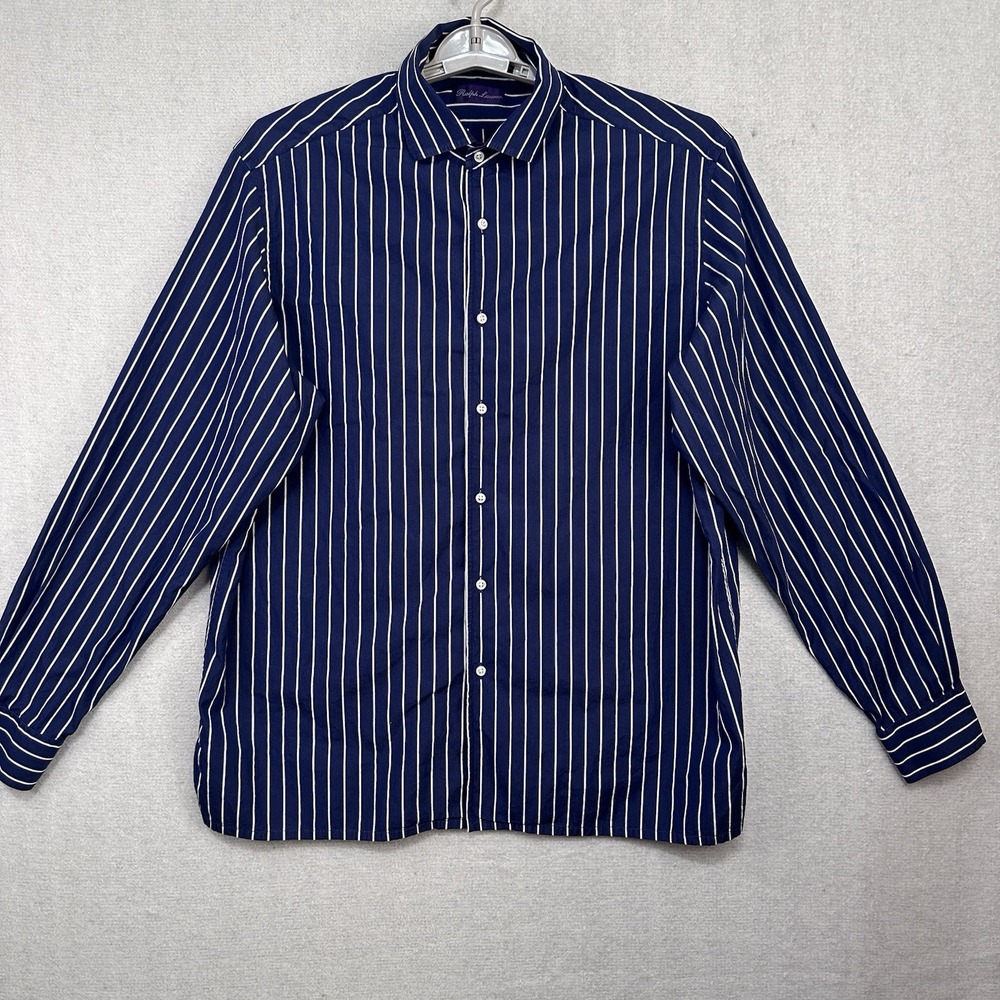 Ralph Lauren Purple Label Men's XL Cotton Made In Italy Blue White Striped